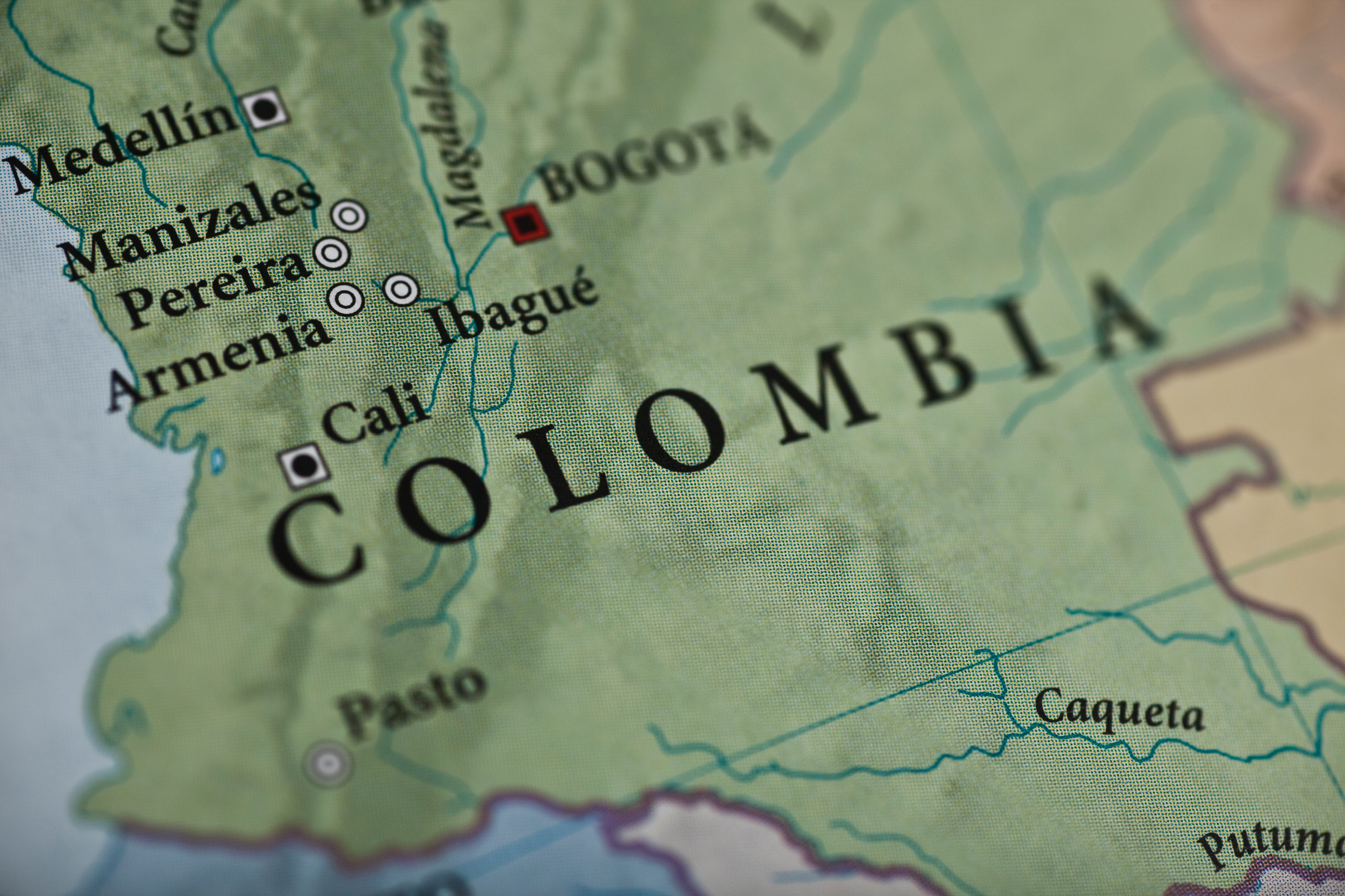 Close-up mapa de Colombia (Getty Images)