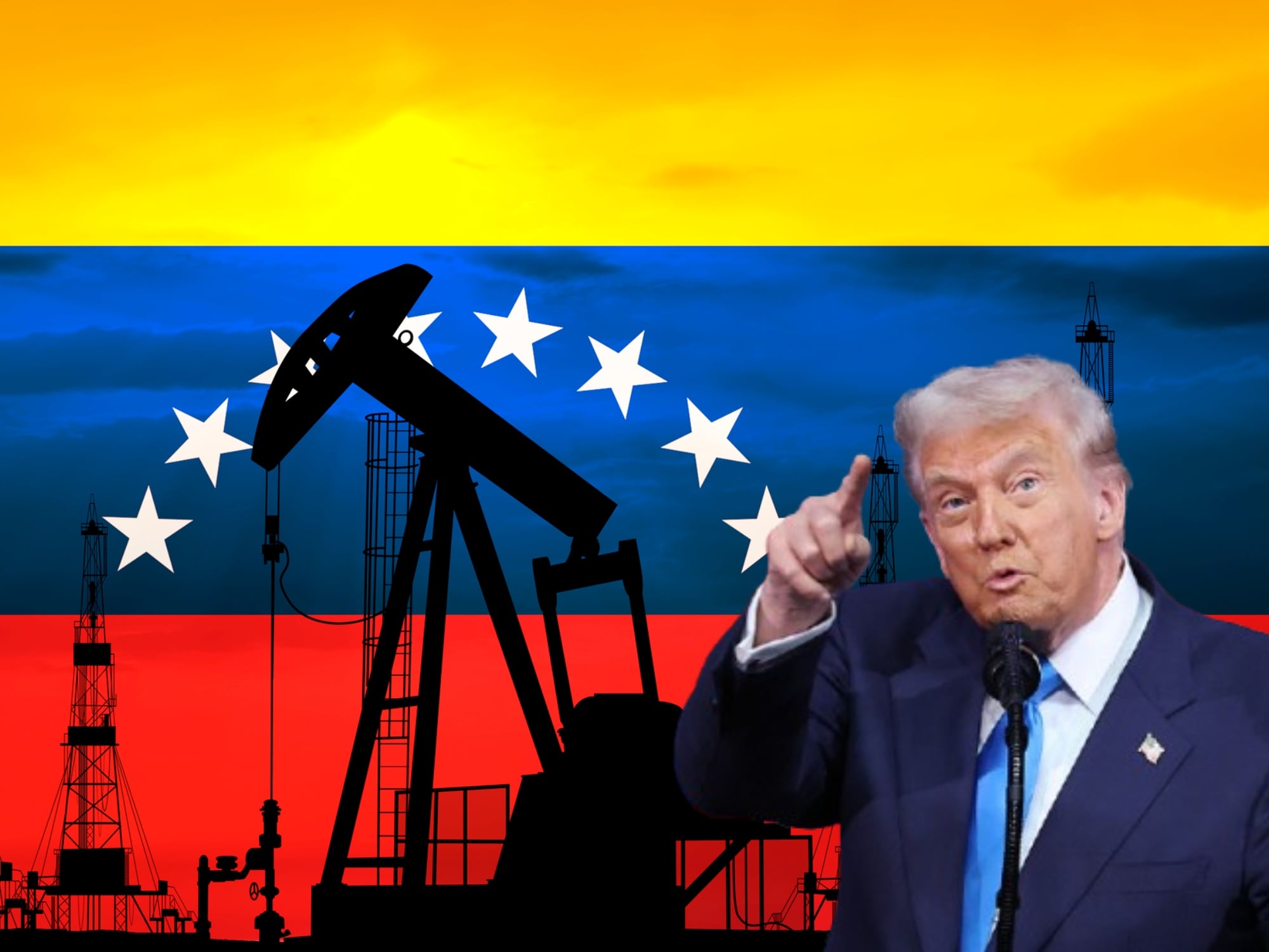 Petróleo venezolano y Donald Trump. Fotos: Getty Images / (Photo by Chung Sung-Jun/Getty Images)
