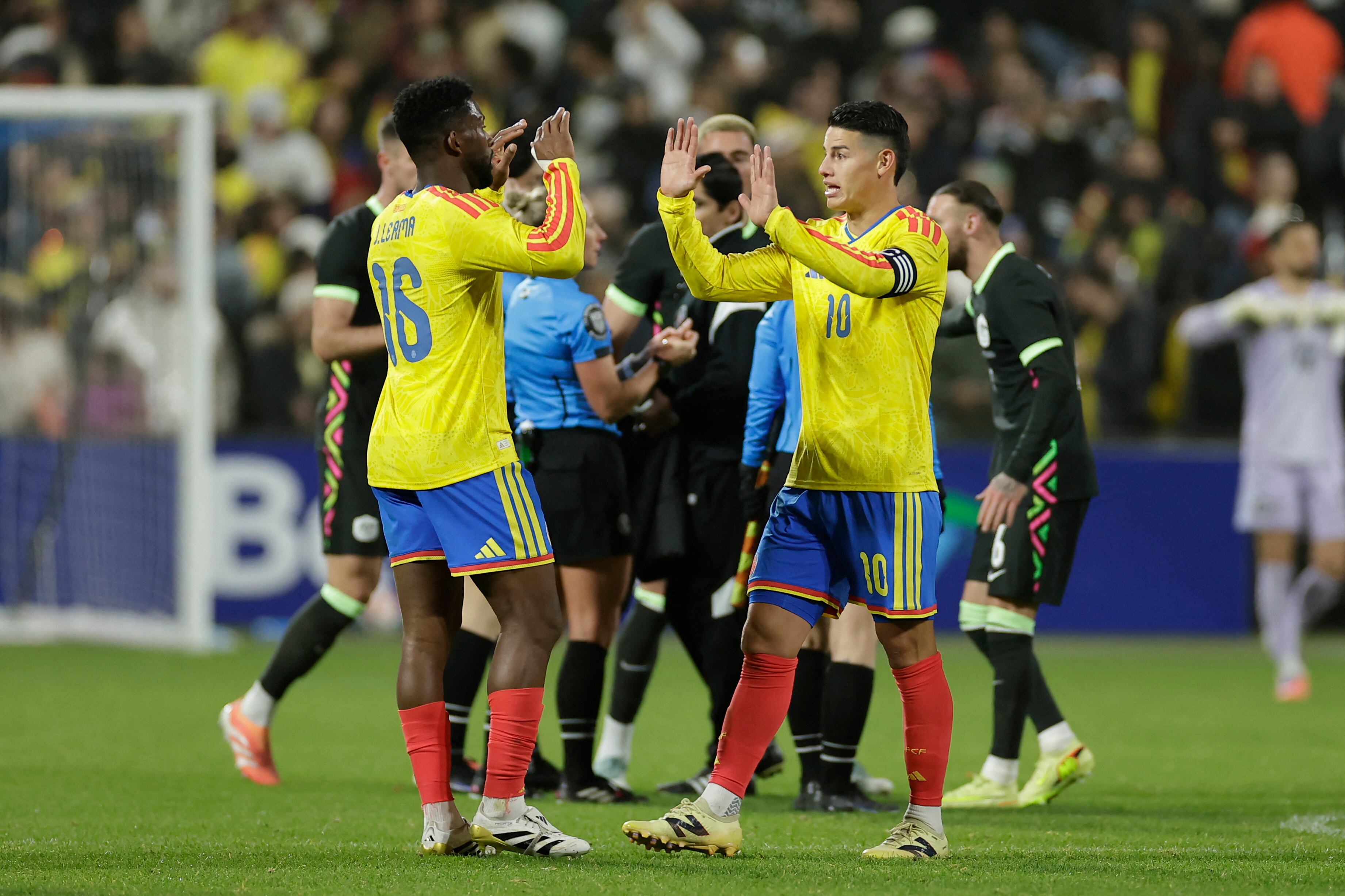 Jefferson Lerma anotó el tanto final en la goleada 3-0 de Colombia sobre Australia.   Adam Hunger/Getty Images for Soccer Australia/AFP (Photo by Adam Hunger / GETTY IMAGES NORTH AMERICA / Getty Images via AFP)