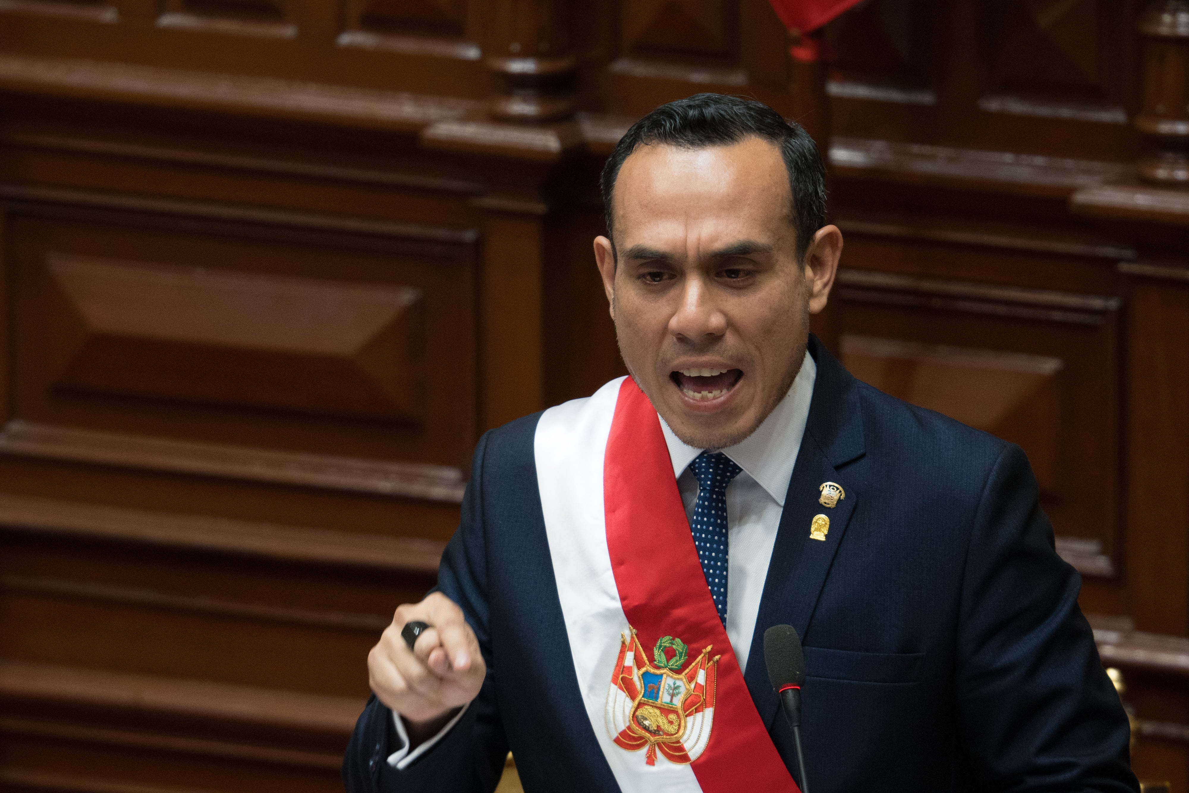 Jose Jerí en el Congreso del Perú tras asumir como Presidente Constitucional de la República. FOTO: John Reyes/Getty Images