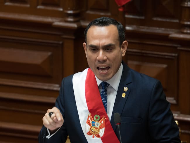 Jose Jerí en el Congreso del Perú tras asumir como Presidente Constitucional de la República. FOTO: John Reyes/Getty Images