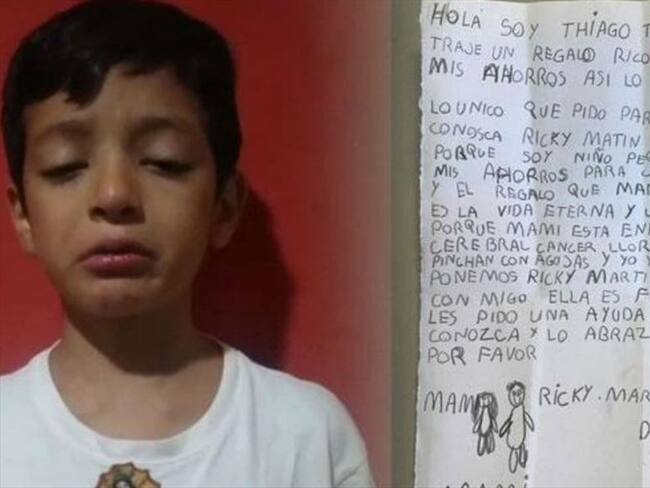 El pequeño envío un desayuno a un programa de televisión que estaba regalando la posibilidad de conocer al artista puertoriqueño.. Foto: Cortesía eldoce.tv