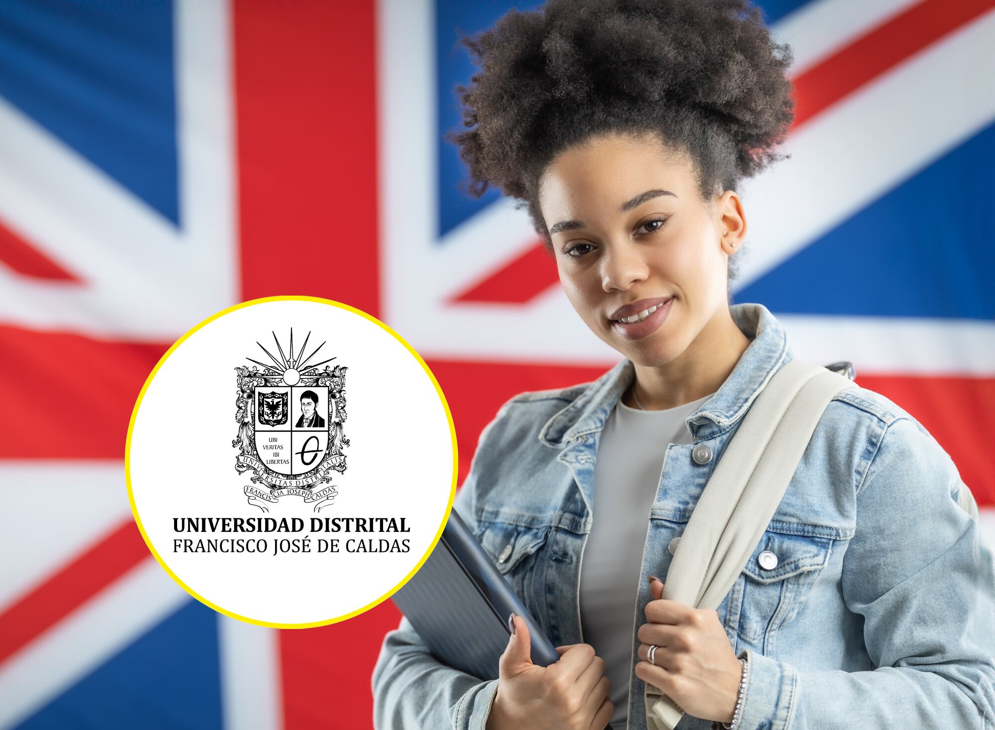 Estudiante y logo de la Universidad Distrital | Foto: GettyImages y Cortesía