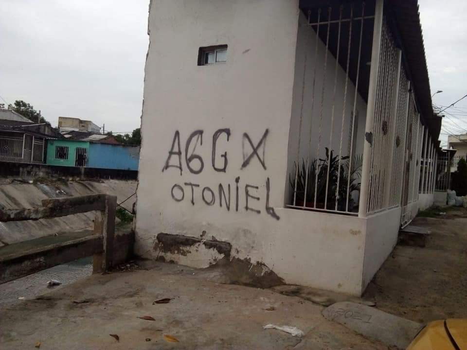 Grafitis alusivos al Clan del Golfo en Soledad, Atlántico. Foto: Suministrada por comunidad