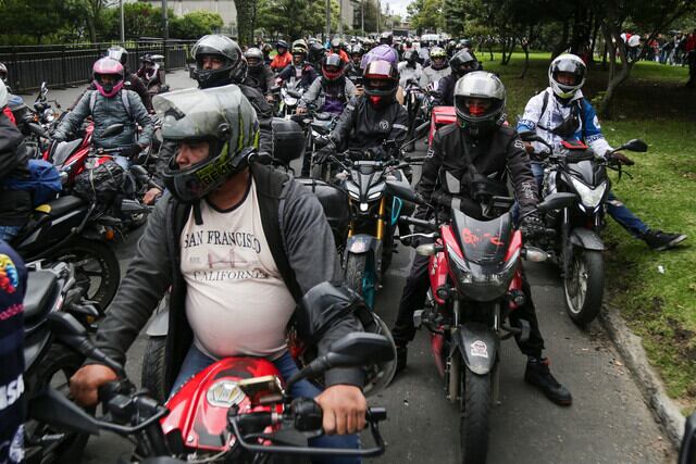 Manifestaciones de moteros en Bogotá. Foto: (Colprensa - Catalina Olaya)