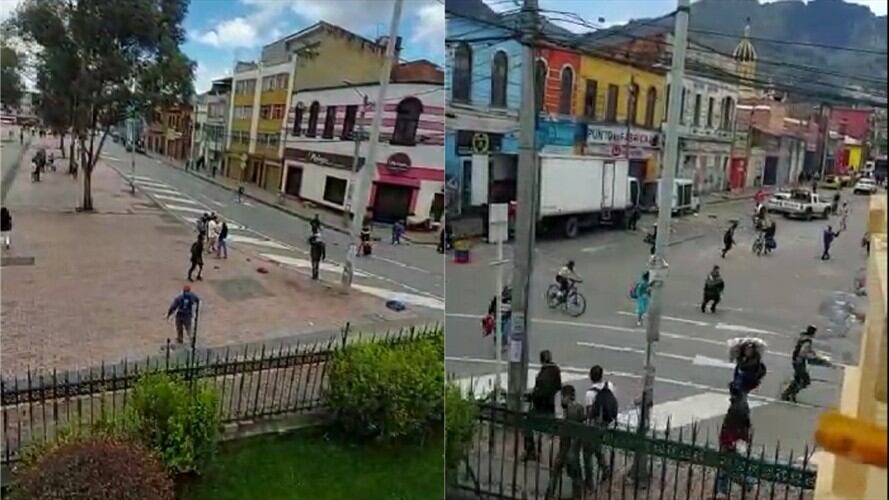 Disturbios en el centro de Bogotá. Foto: Captura de video
