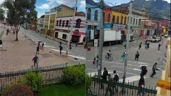 Disturbios en el centro de Bogotá. Foto: Captura de video