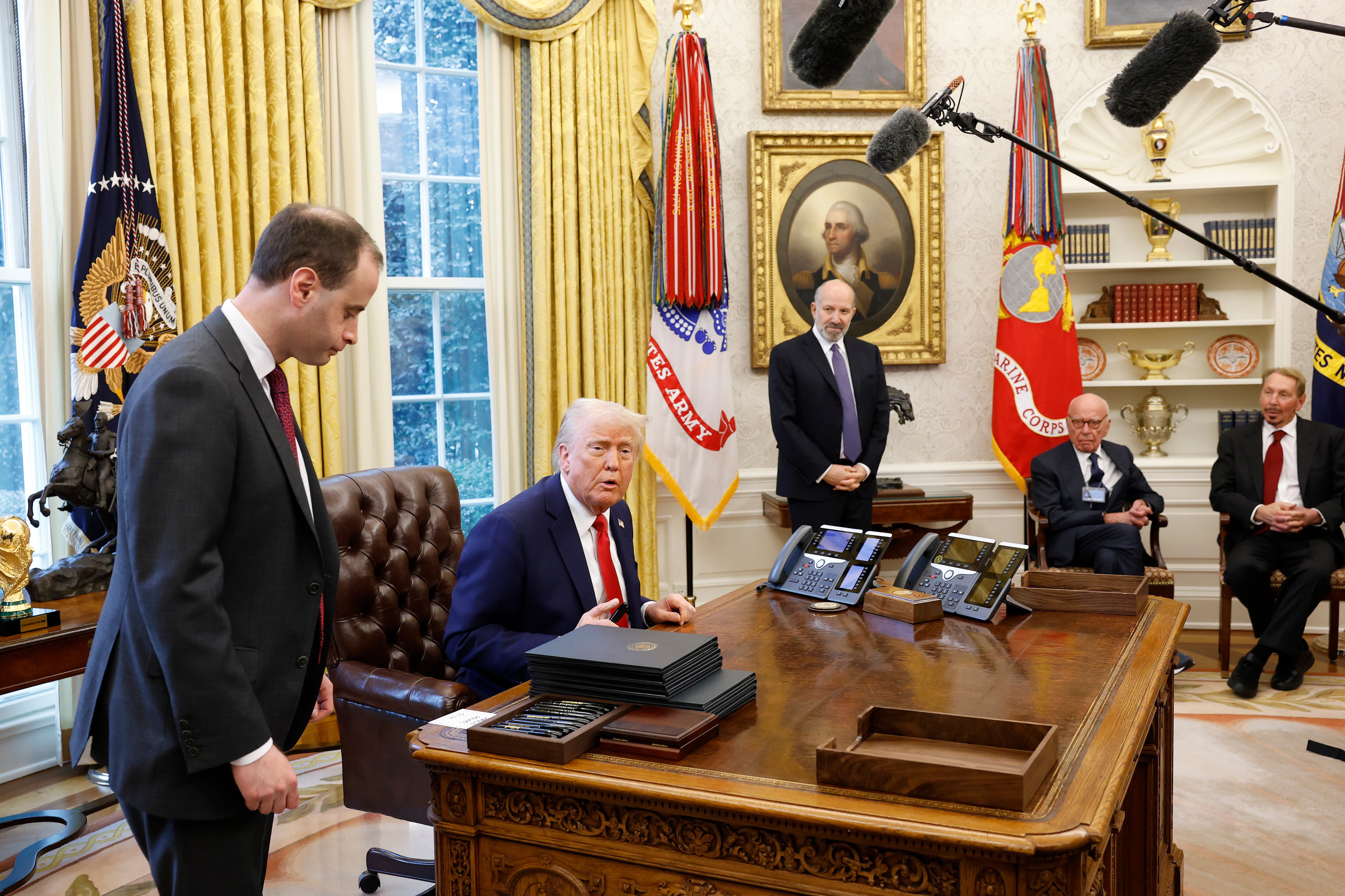 Presidente Donald Trump atiende conferencia de prensa en la Casa Blanca FOTO: Anna Moneymaker/Getty Images)