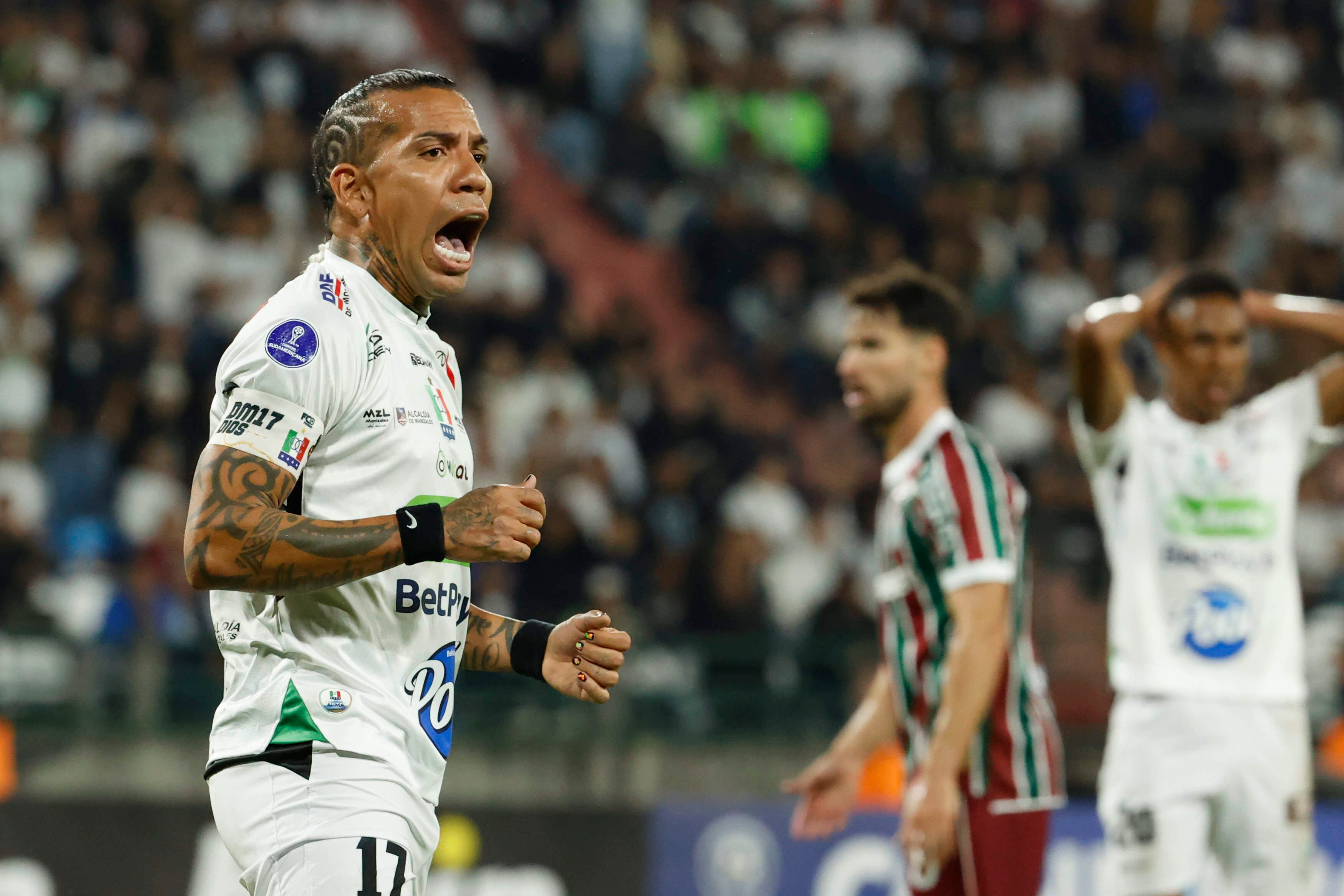 Dayro Moreno de Once Caldas en el primer partido de la fase de grupos de la Copa Sudamericana. FOTO: EFE/ Mauricio Dueñas Castañeda