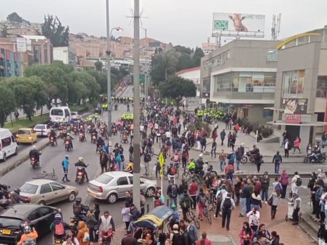Así avanzan los bloqueos por las manifestaciones en Bogotá. Foto: Redacción W Radio