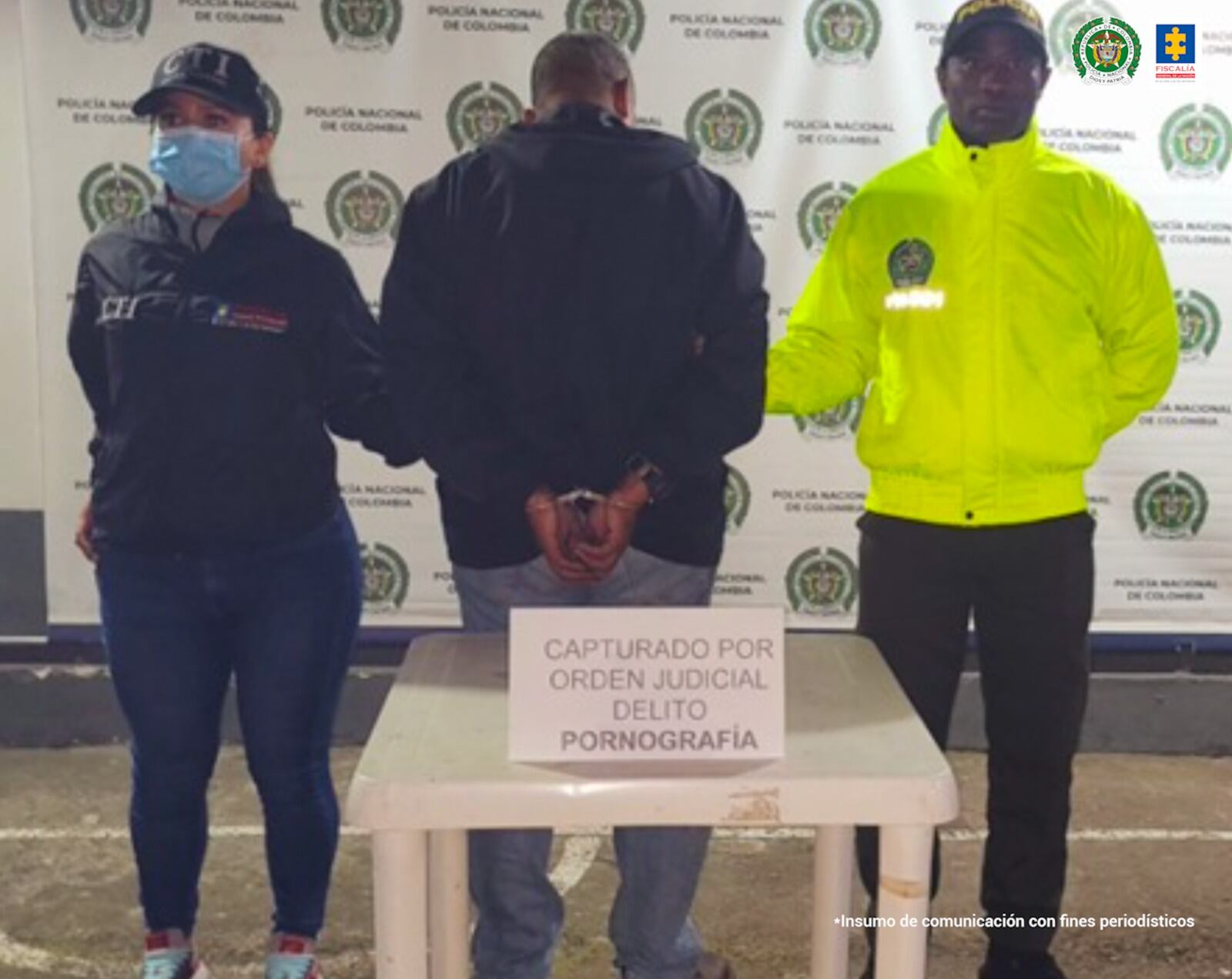 Capturado por el delito de pornografía infantil con menor de 18 años. Crédito. Fiscalía General de la Nación.