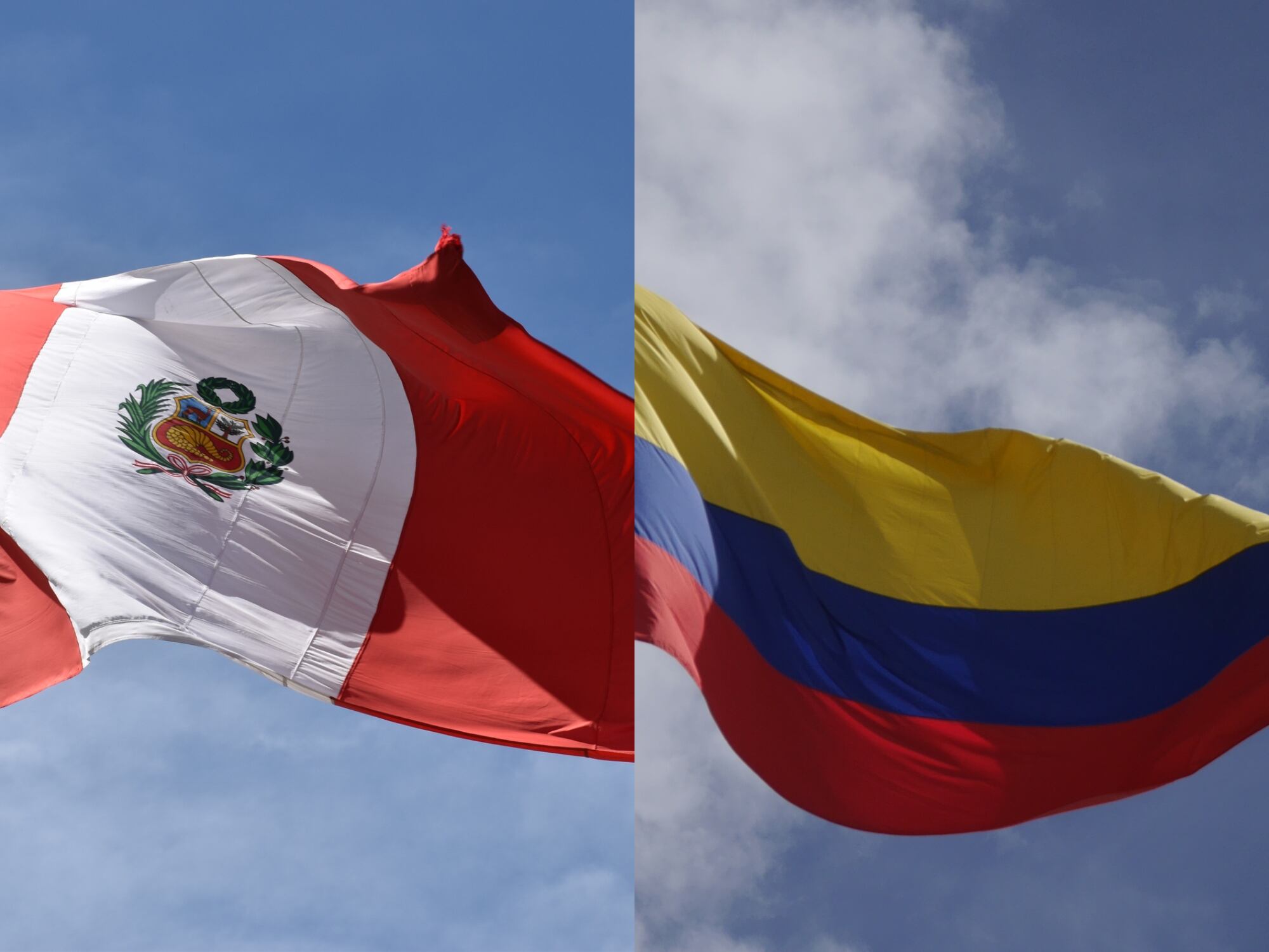 Banderas de Perú y Colombia imagen de referencia. Foto: Getty Images.