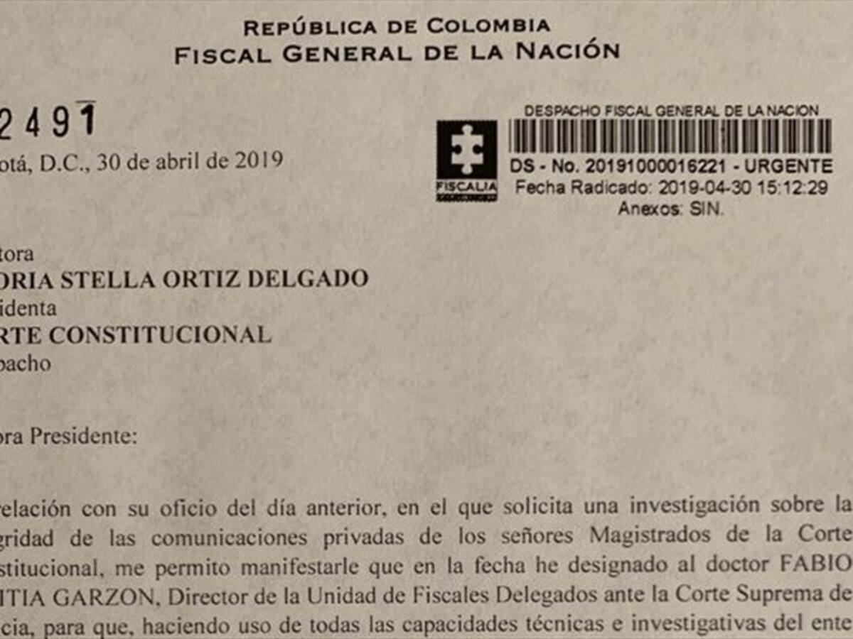 Fiscal ordena investigar supuestas interceptaciones a la Corte