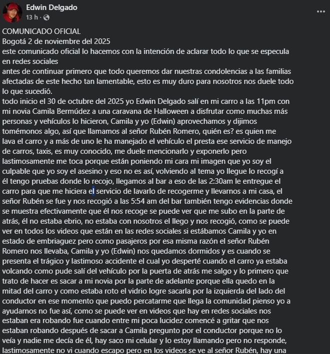 Comunicado. Foto: Redes sociales