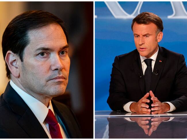 El secretario de Estado de EE.UU., Marco Rubio, y Emmanuel Macron, presidente de Francia. Foto: EFE.