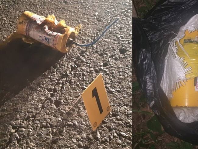 Técnicos antiexplosivos desactivaron una carga que había sido instalada en la vía que comunica a los municipios de Caloto y Santander de Quilichao. Foto: Policía Nacional