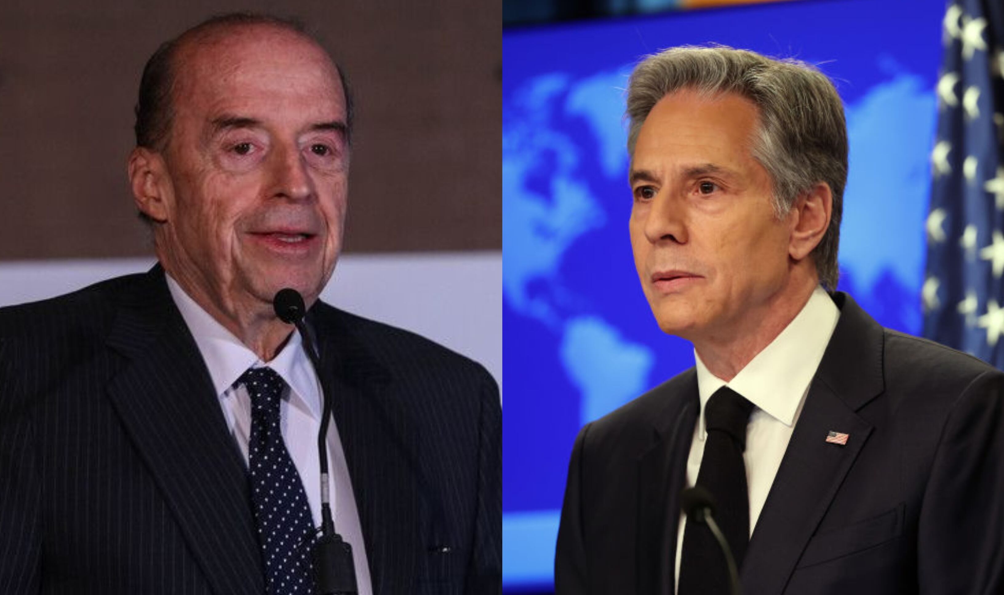 Ministro de Relaciones Exteriores Álvaro Leyva y el secretario de Estado Antony Blinken. Foto: Colprensa/GettyImages