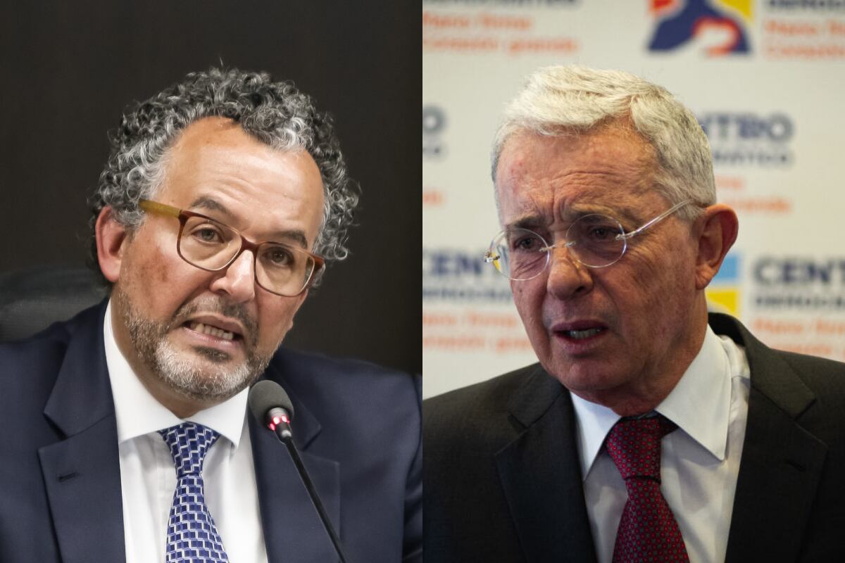 Roberto Vidal, presidente de la JEP y el expresidente Álvaro Uribe Vélez, collage de referencia. Fotos: Colprensa y Getty Images.