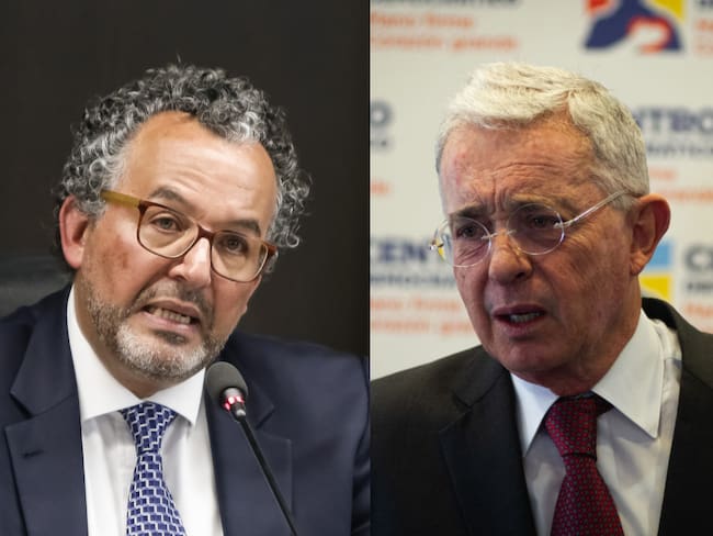 Roberto Vidal, presidente de la JEP y el expresidente Álvaro Uribe Vélez, collage de referencia. Fotos: Colprensa y Getty Images.