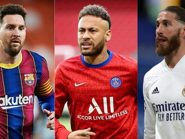 Lionel Messi, Neymar Jr y Sergio Ramos. Foto: Aitor Alcalde Colomer/Getty Images - John Berry/Getty Images - Steve Bardens - UEFA/UEFA via Getty Images