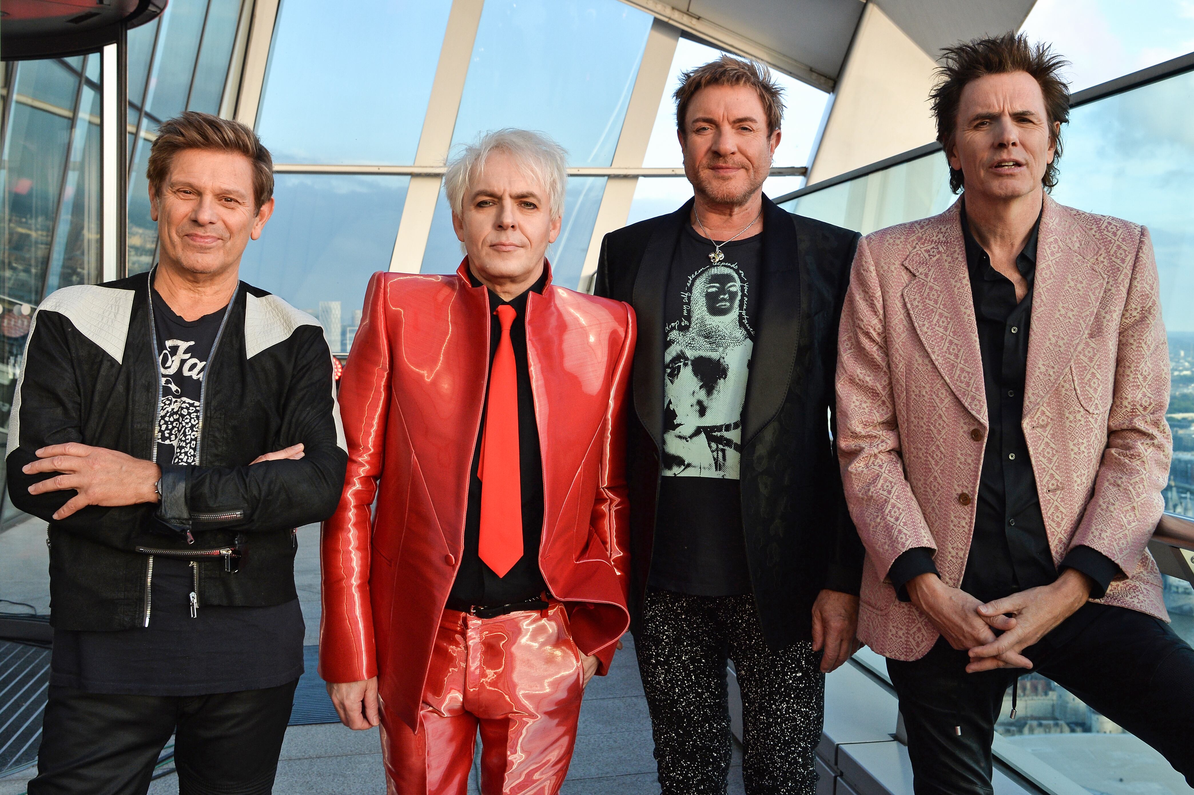 LONDON, ENGLAND - SEPTEMBER 25: (L-R) Roger Taylor, Nick Rhodes, Simon Le Bon, and John Taylor of Duran Duran pose ahead of their performance during Global Citizen Live at Sky Garden on September 25, 2021 in London, England. (Photo by Jeff Spicer/Getty Images for Global Citizen)