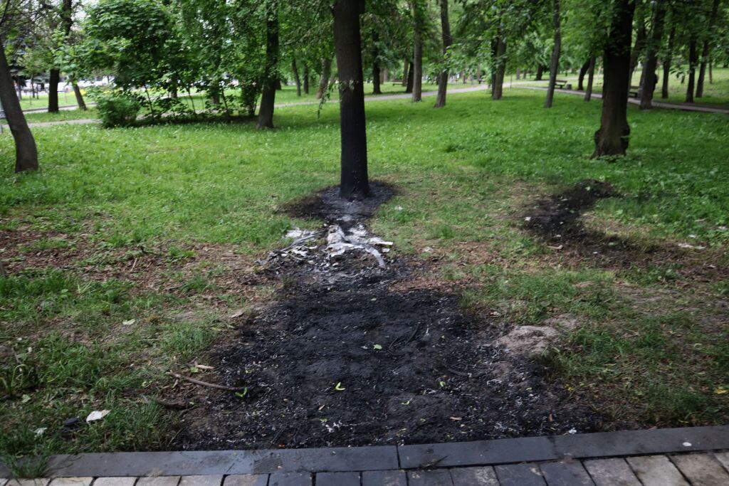 Restos de misil ruso derribado en Kiev, Ucrania. 16 de mayo 2023. Foto: Andriy Zhyhaylo/Obozrevatel/Global Images Ukraine via Getty Images.