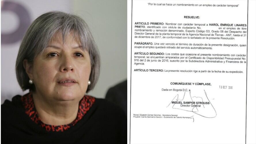 Miguel Samper quién recibió contrato por 50 millones de la Jep, nombró al hermano de Patricia Linares en la agencia nacional de tierras.. Foto: W Radio y Colprensa