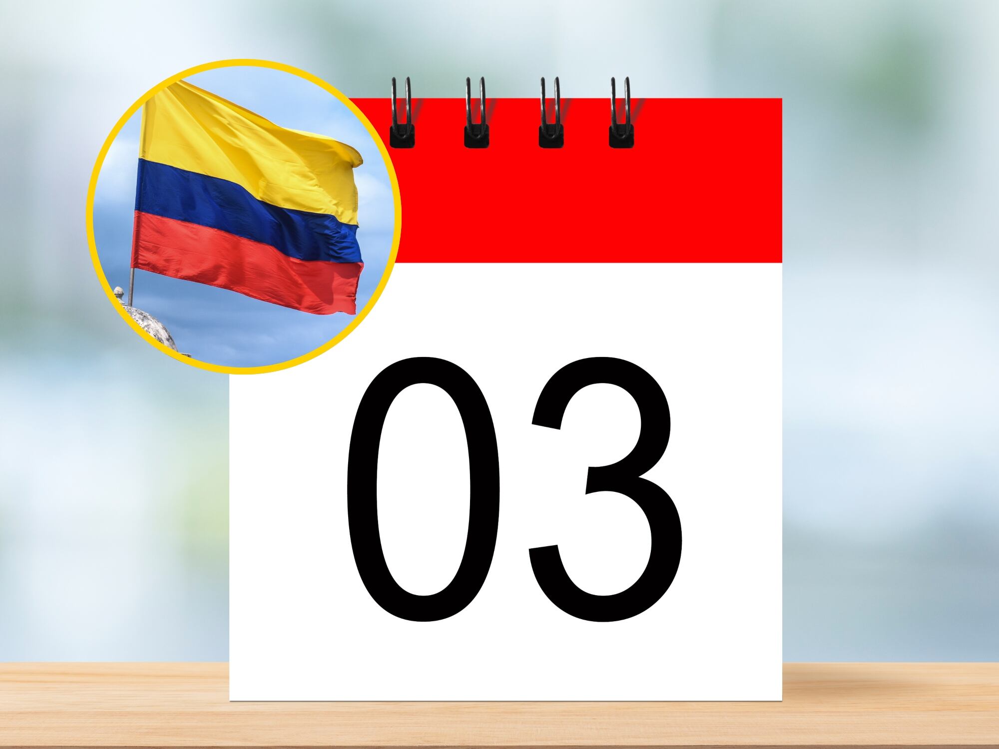 Referencia de día 3 en el calendario y bandera de Colombia. Foto: Prasert / Sir. Francis Canker vía Getty Images. 
