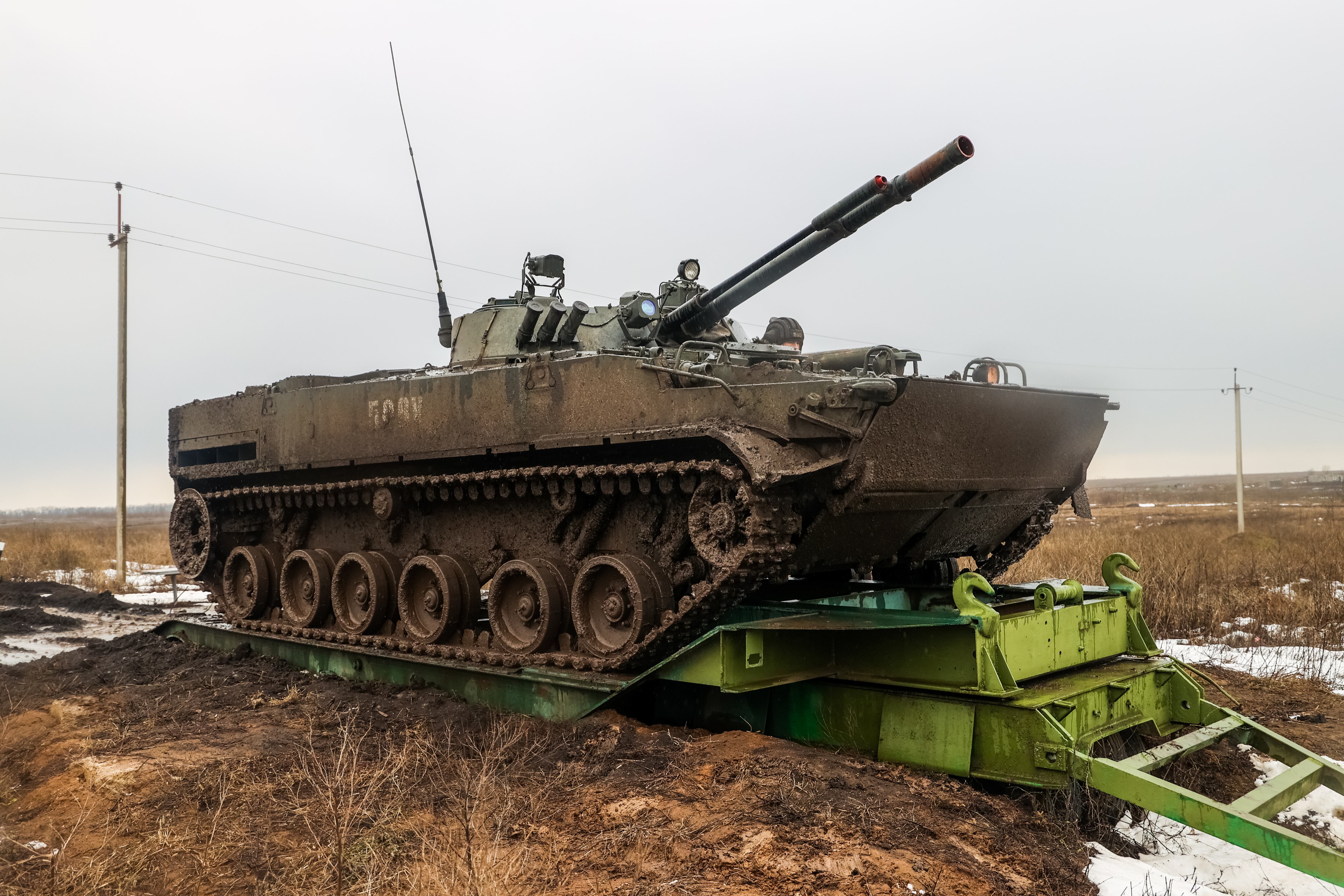 ROSTOV REGION, RUSSIA - FEBRUARY 3, 2022: A T-72B3 tank of the tank force of the Russian Western Military District conducts field firing at Kadamovsky Range. Erik Romanenko/TASS (Photo by Erik Romanenko\TASS via Getty Images)
