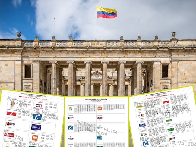 Congreso Colombia y tarjetones para las elecciones a Congreso de 2026. Fotos: Getty Images / Registraduría Nacional