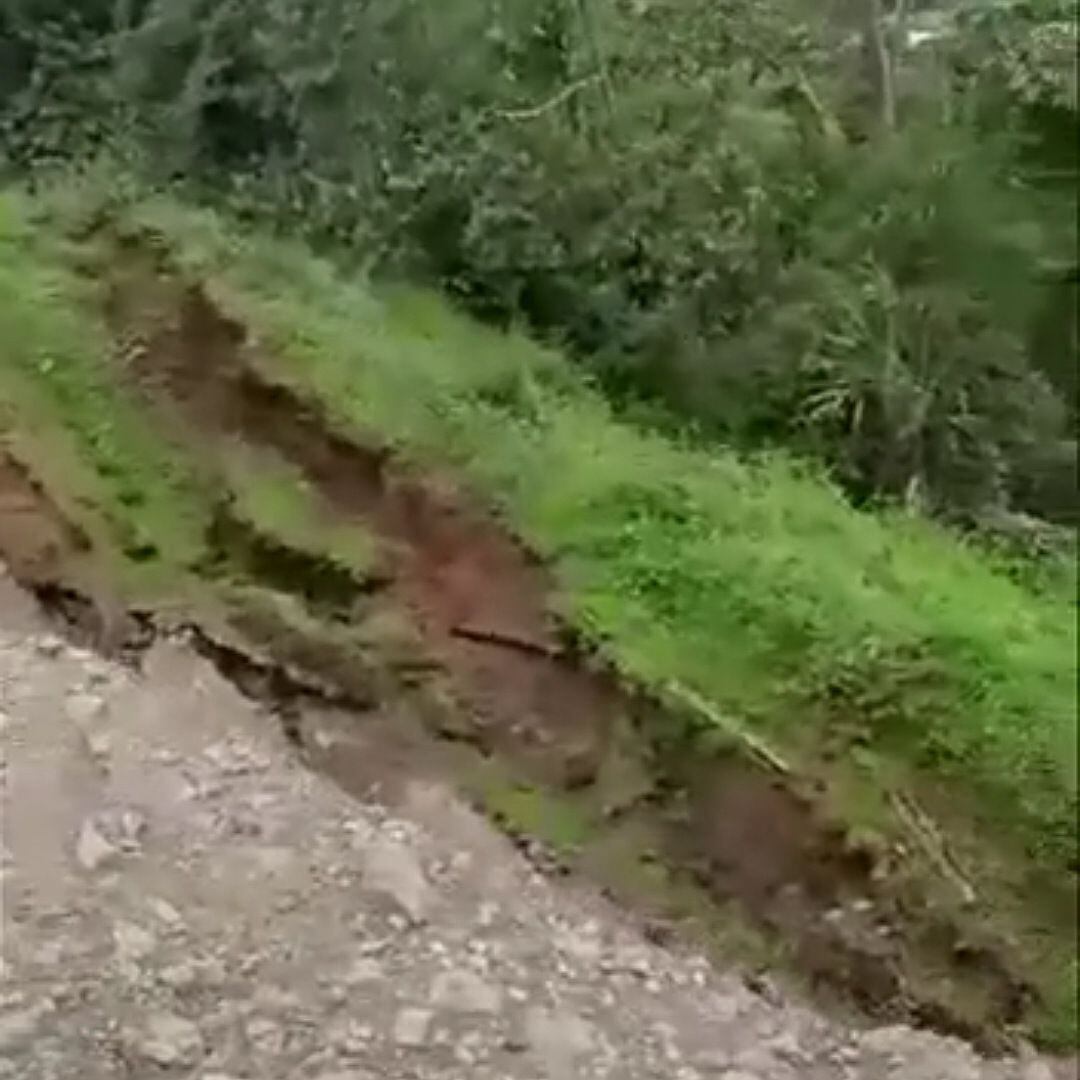 Poco a poco el deslizamiento de tierra acabó con la carretera. Crédito: Resguardo Canoas.