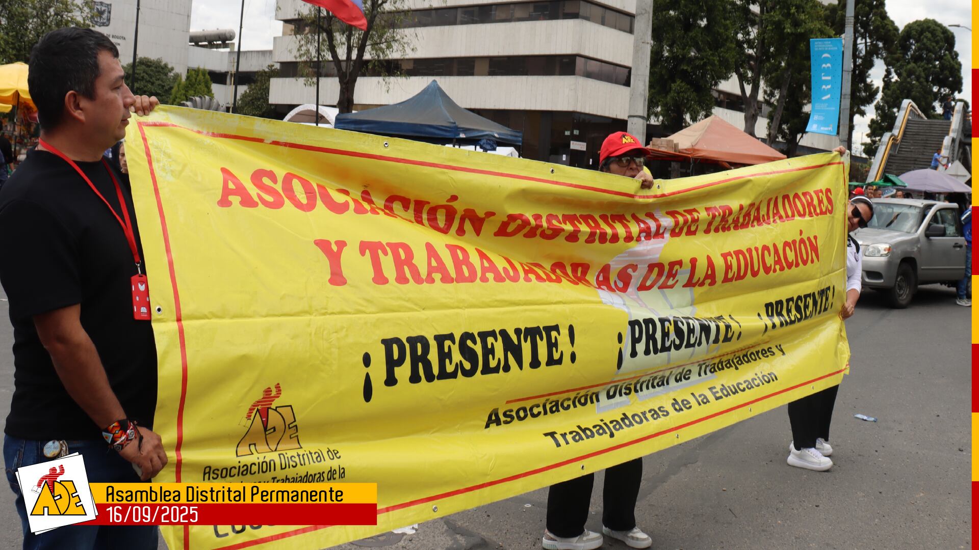 Manifestantes de la ADE. Foto: X @adebogota