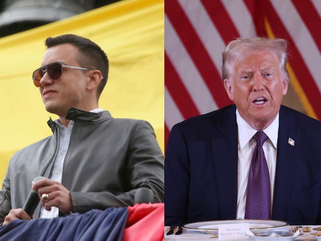 El presidente de Ecuador, Daniel Noboa (Galo Paguay/AFP vía Getty Images), y el presidente electo de Estados Unidos, Donald Trump (Scott Olson/Getty Images).