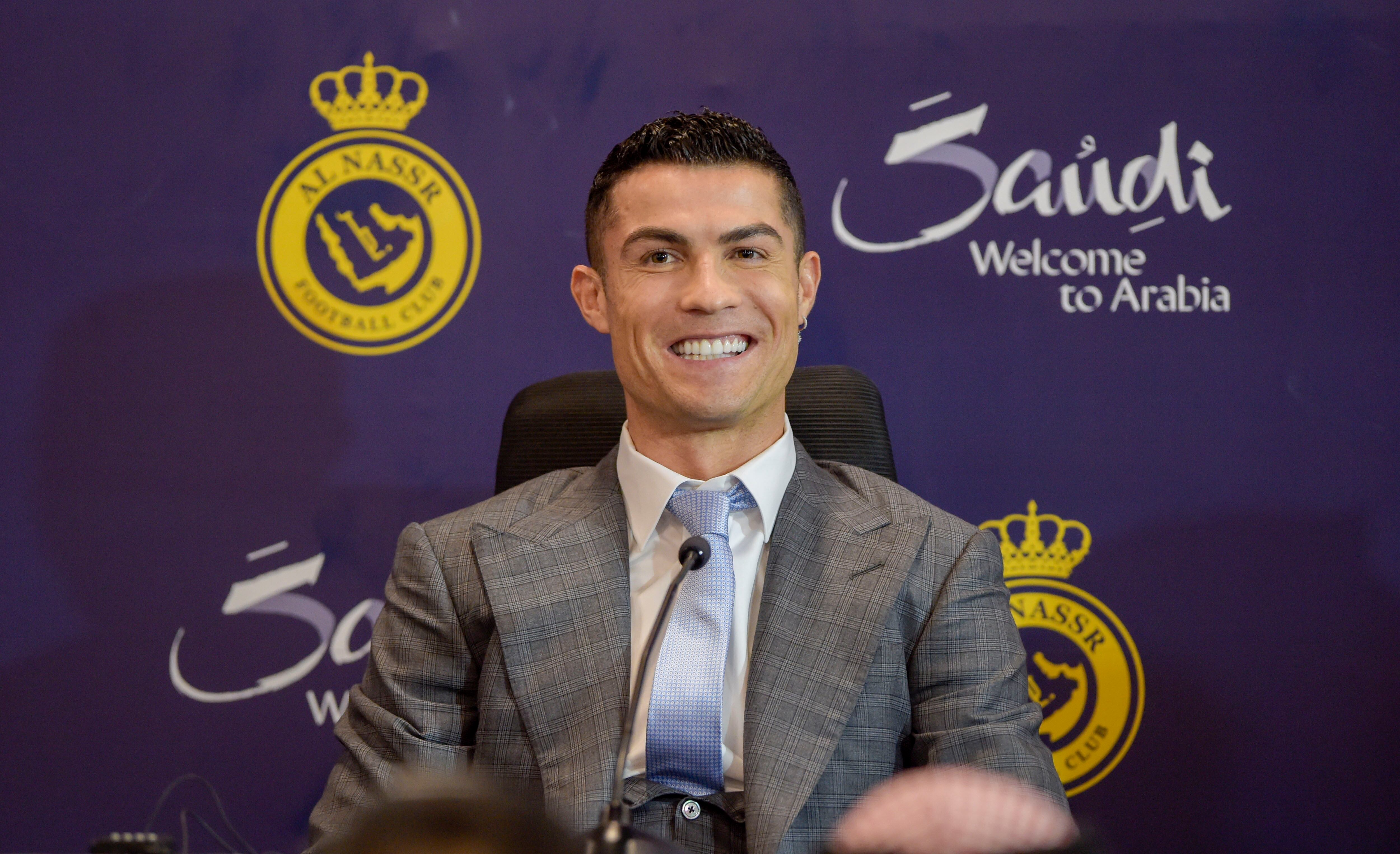 Cristiano Ronaldo en su presentación con Al Nassr. (Photo by Khalid Alhaj/MB Media/Getty Images)