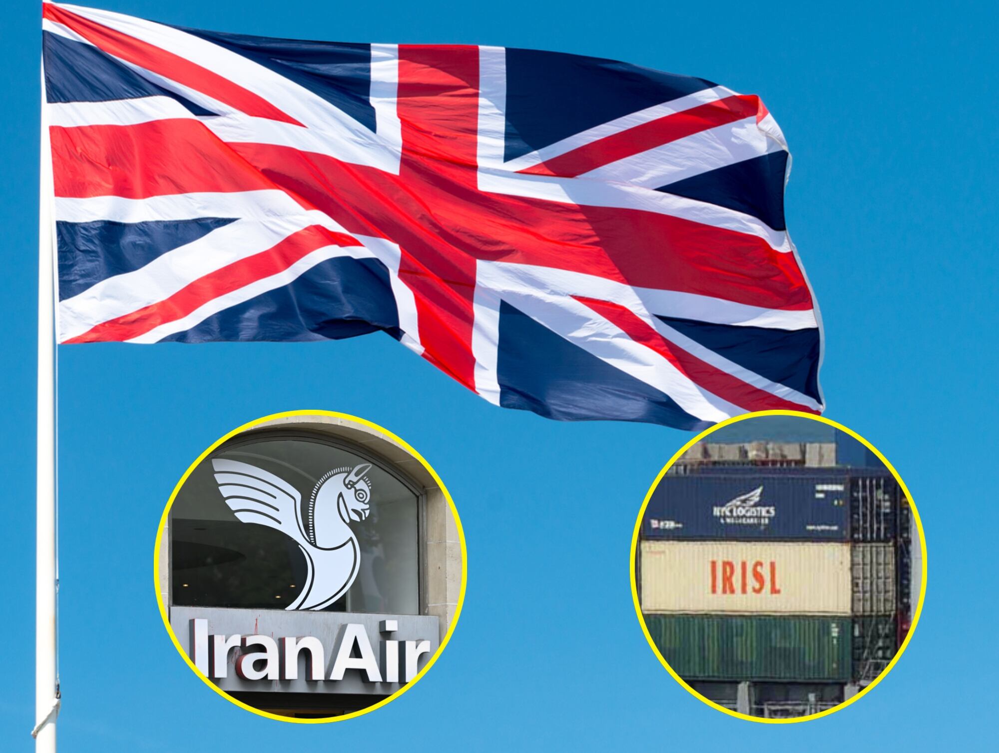 Bandera de Rusia. I Foto: Getty Images. Logo de Iran Airs. I Foto:Artur Widak/NurPhoto via Getty Images.