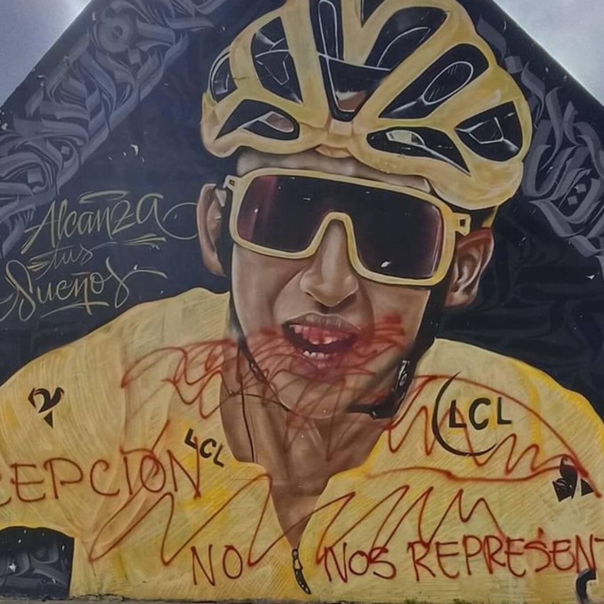“No nos representa”: Vandalizan mural de Egan Bernal en Zipaquirá