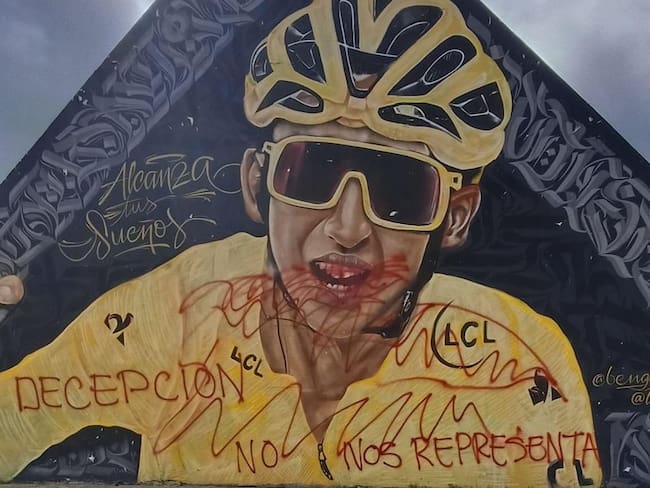 Mural de Egan Bernal en Zipaquirá. Foto: Crédito: Instituto Municipal de Cultura, Recreación y Deportes de Zipaquirá.