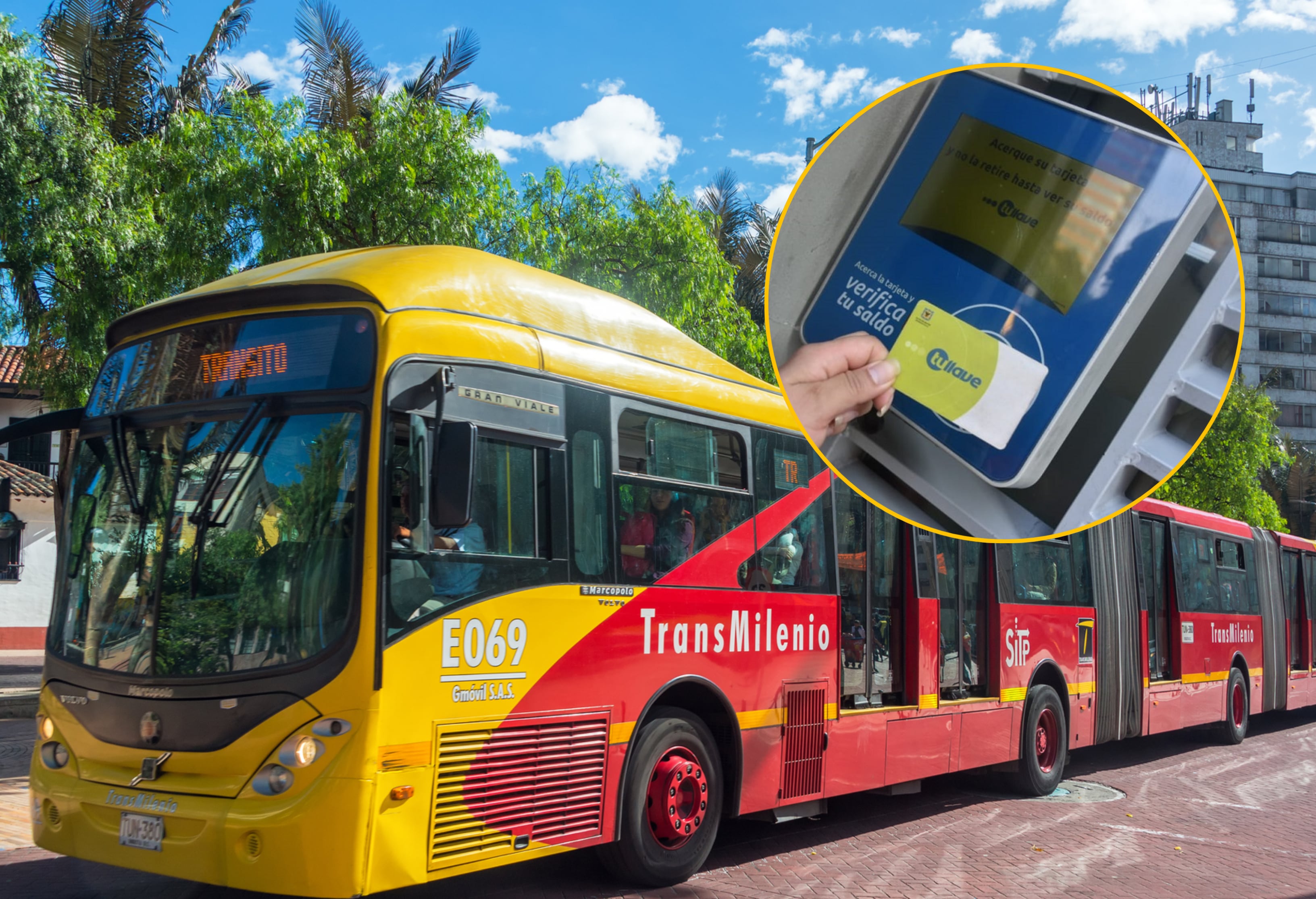 Bus de TransMilenio y tarjeta Tu Llave. Fotos: Getty Images / Secretaría de Integración Social
