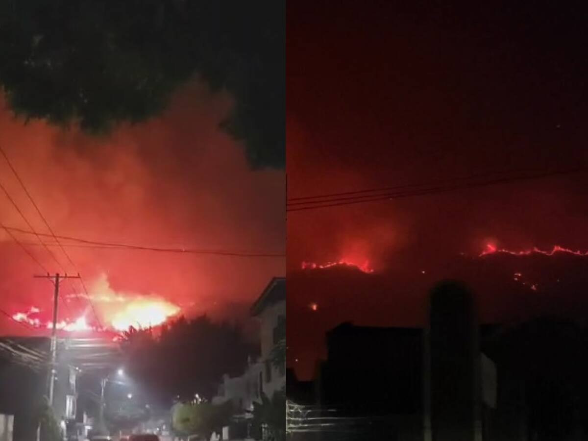 Video: impactantes imágenes del voraz incendio que consume Altos de Menga en Cali