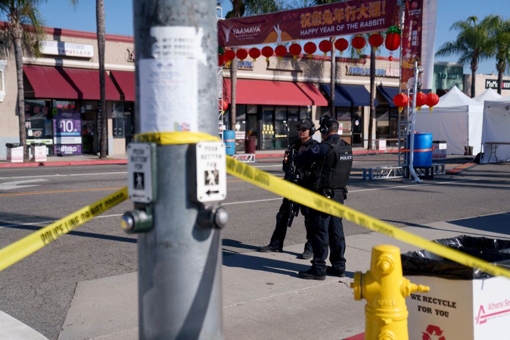 Lugar del tiroteo en Monterey Park, Estados Unidos. Foto: Eric Thayer/Getty Images.