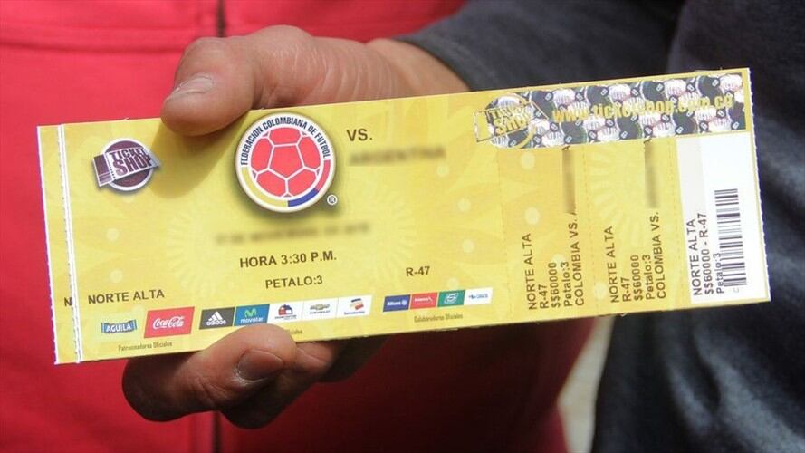 Imagen de referencia de boletas para la Selección Colombia. Foto: Colprensa