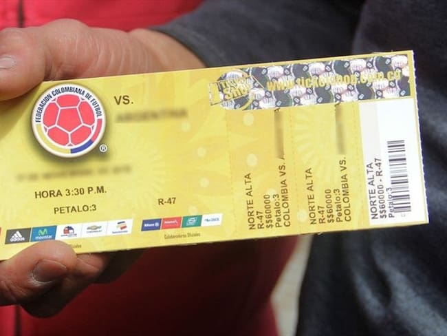 Imagen de referencia de boletas para la Selección Colombia. Foto: Colprensa