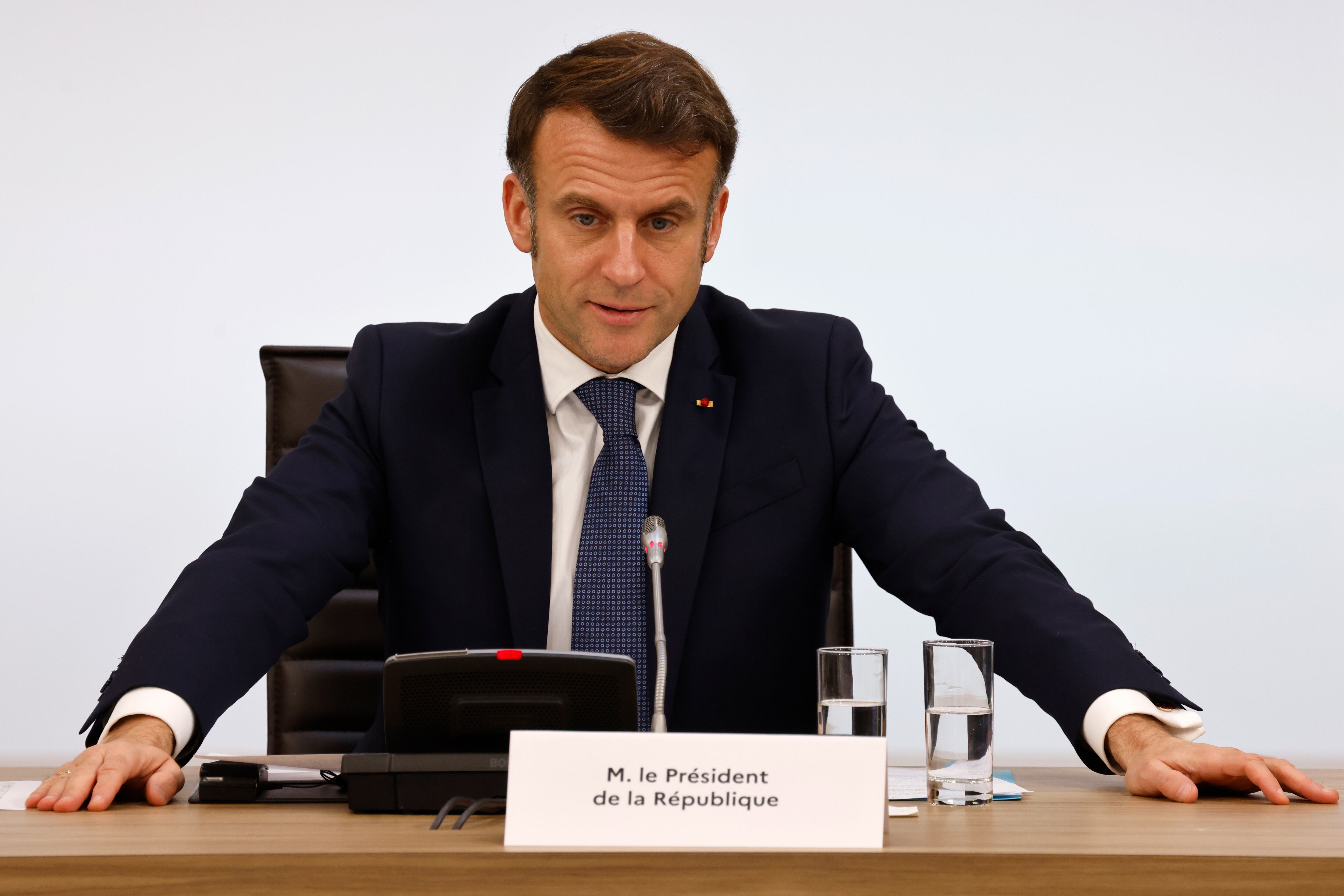 Paris (France), 13/02/2025.- France's President Emmanuel Macron looks on during the International Conference on Syria at the Ministerial Conference Center, in Paris, France, 13 February 2025. (Francia, Siria) EFE/EPA/LUDOVIC MARIN / POOL MAXPPP OUT