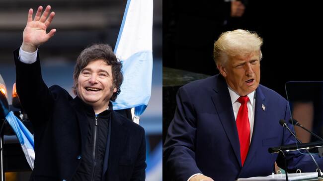 Presidente de Argentina, Javier Milei, y presidente de Estados Unidos, Donald Trump. Foto: Tomas Cuesta/Getty Images/ Taylor Hill/Getty Images