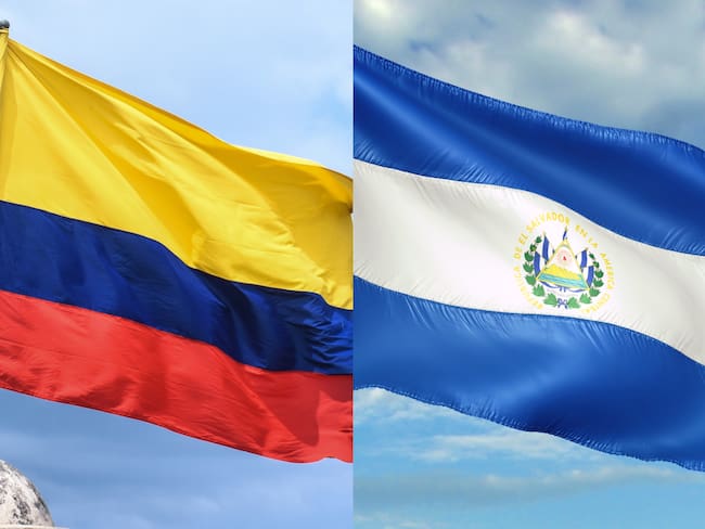 Banderas de Colombia y El Salvador imagen de referencia. Foto: Getty Images.
