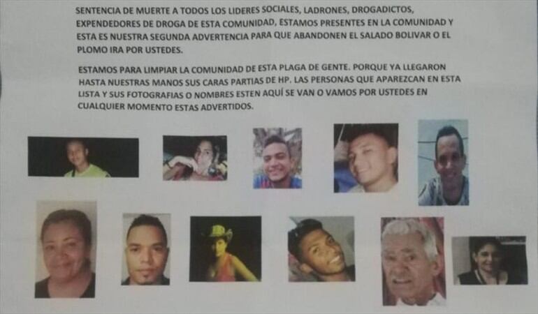 Este es el panfleto que empezó a circular la mañana de este lunes. Foto: Cortesía