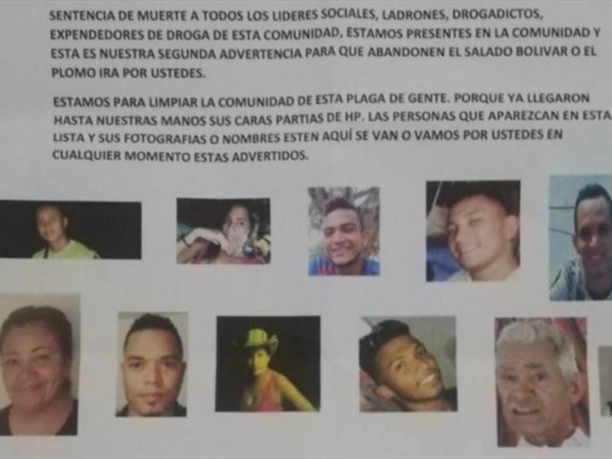 Denuncian la aparición de panfleto amenazante en El Salado, Bolívar