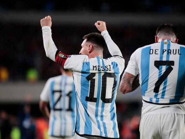 Lionel Messi celebra su gol ante Ecuador en las eliminatorias al Mundial 2026. EFE/ Luciano González