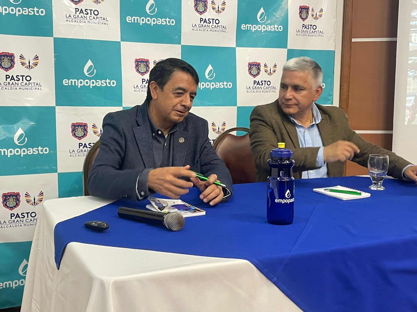 Alcalde de Pasto Germán Chamorro de la Rosa Guillermo Villota Gerente Empopasto Foto: W Radio