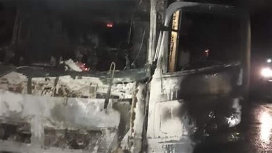 Vehículos incinerados en Antioquia. Foto: Cortesía